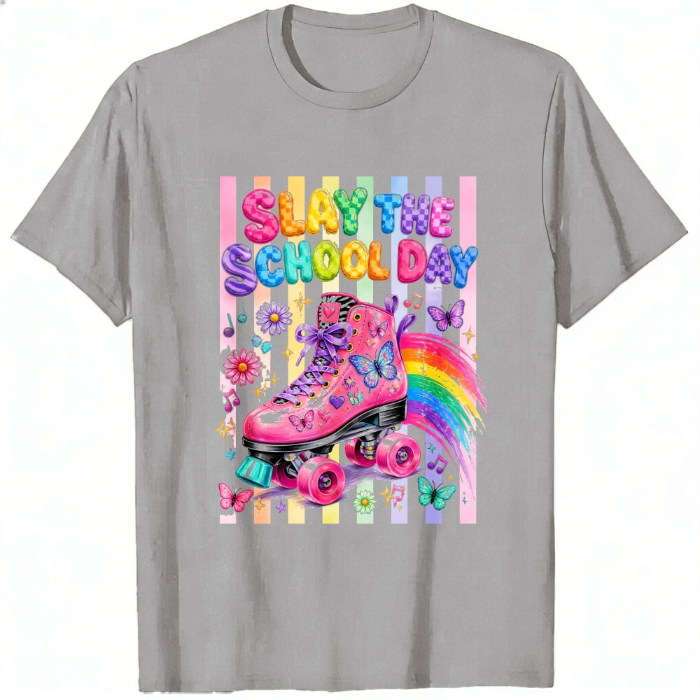 Cute Rainbow Roller Skate Slay The School Day Classic T-Shirt