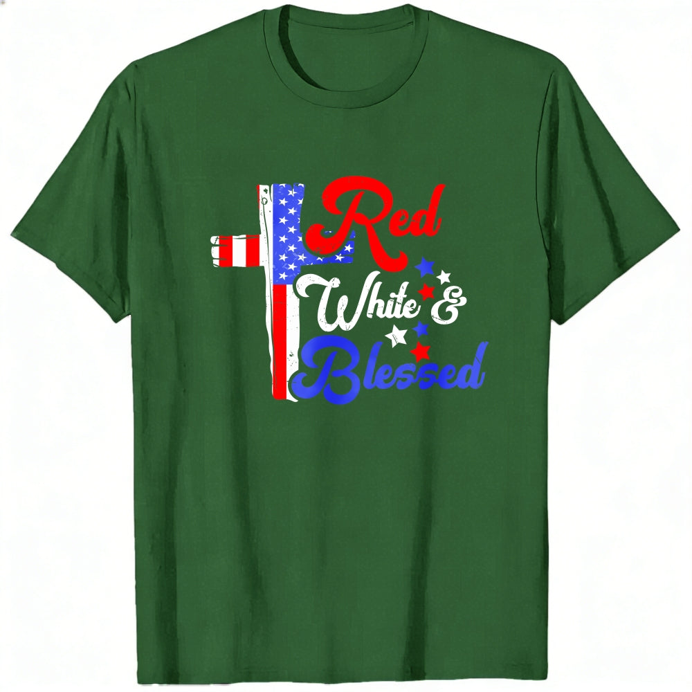 Patriotic American Flag Red White And Blessed Classic T-Shirt