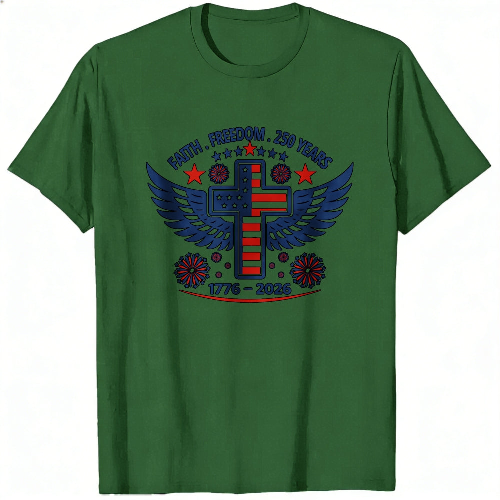 Patriotic Cross Wings Faith Freedom 250 Years Classic T-Shirt