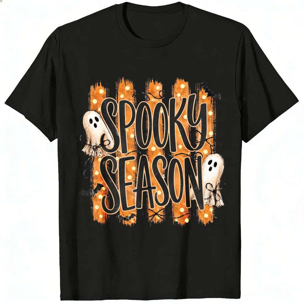 Halloween Spooky Season Ghosts Bats Orange Stripes Classic T-Shirt
