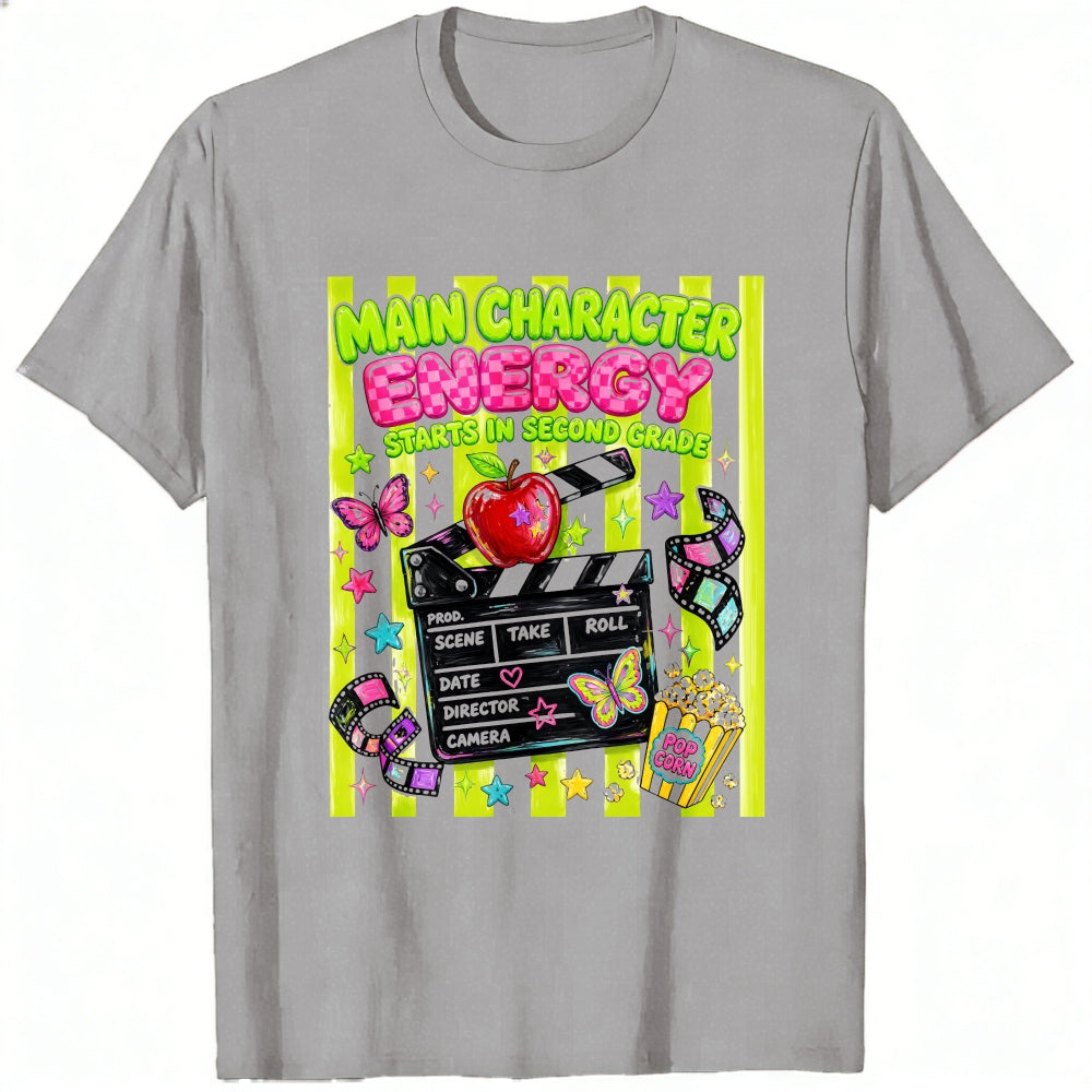 Cute Movie Theme Classic T-Shirt Main Character Energy Starts In Second Grade