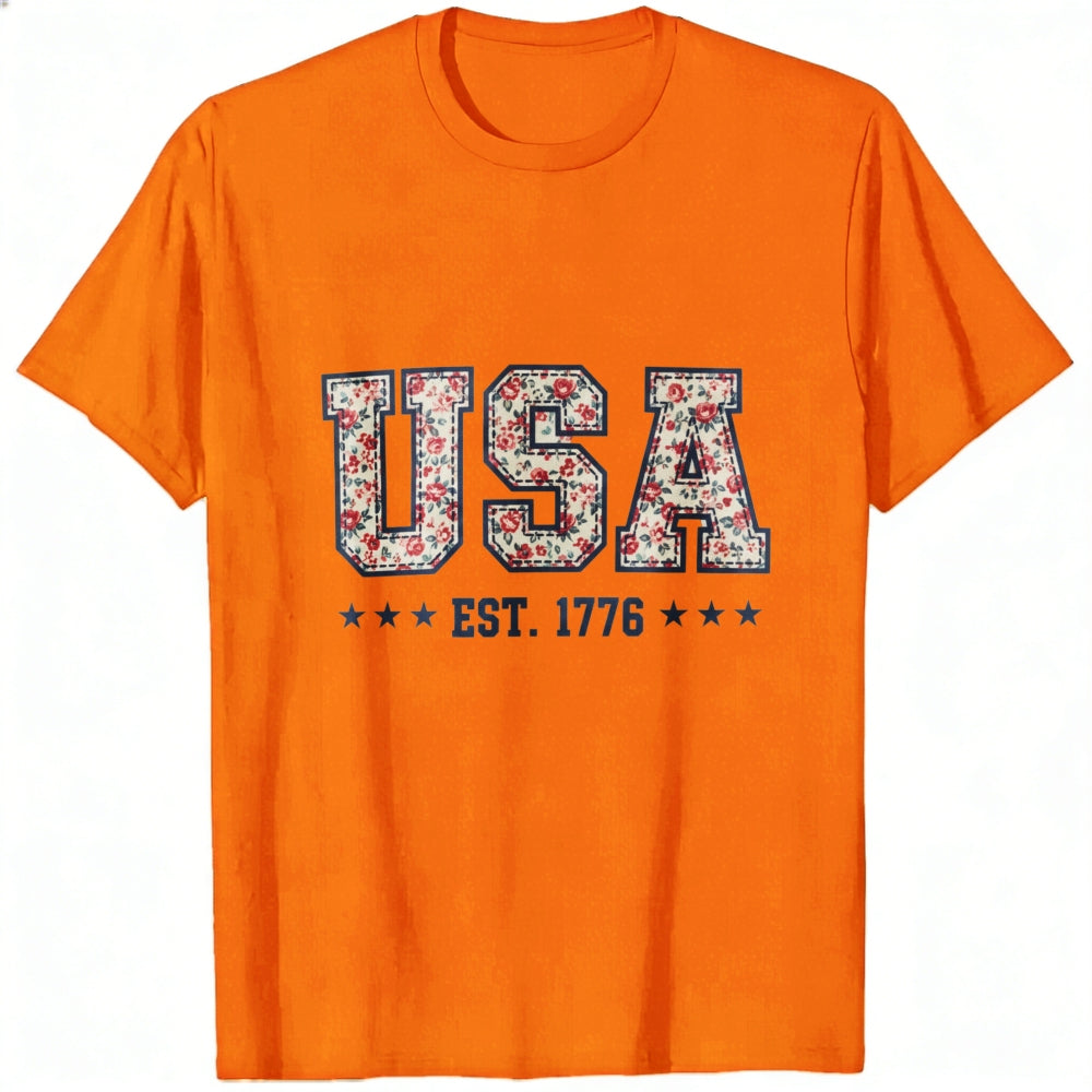 Floral Pattern Usa Est 1776 Classic T-Shirt
