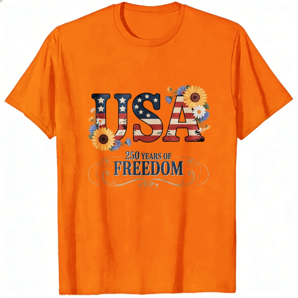 Patriotic Floral Usa 250 Years Of Freedom Classic T-Shirt