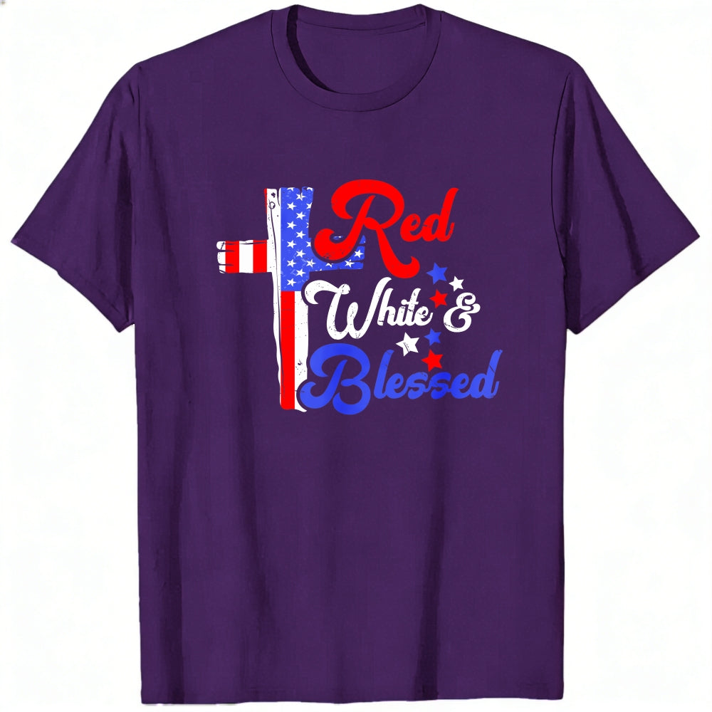 Patriotic American Flag Red White And Blessed Classic T-Shirt