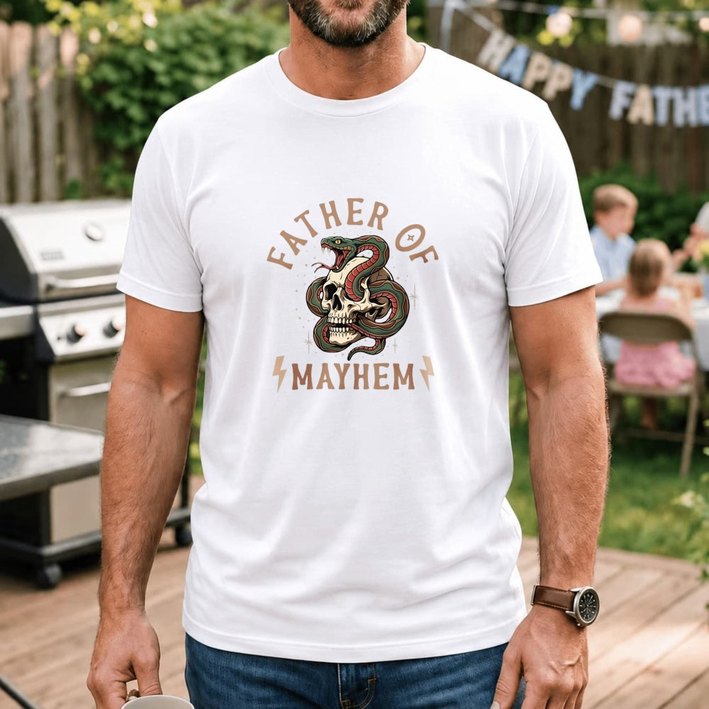 Graphic Design Classic T-Shirt Father Of Mayhem Snake And Skull