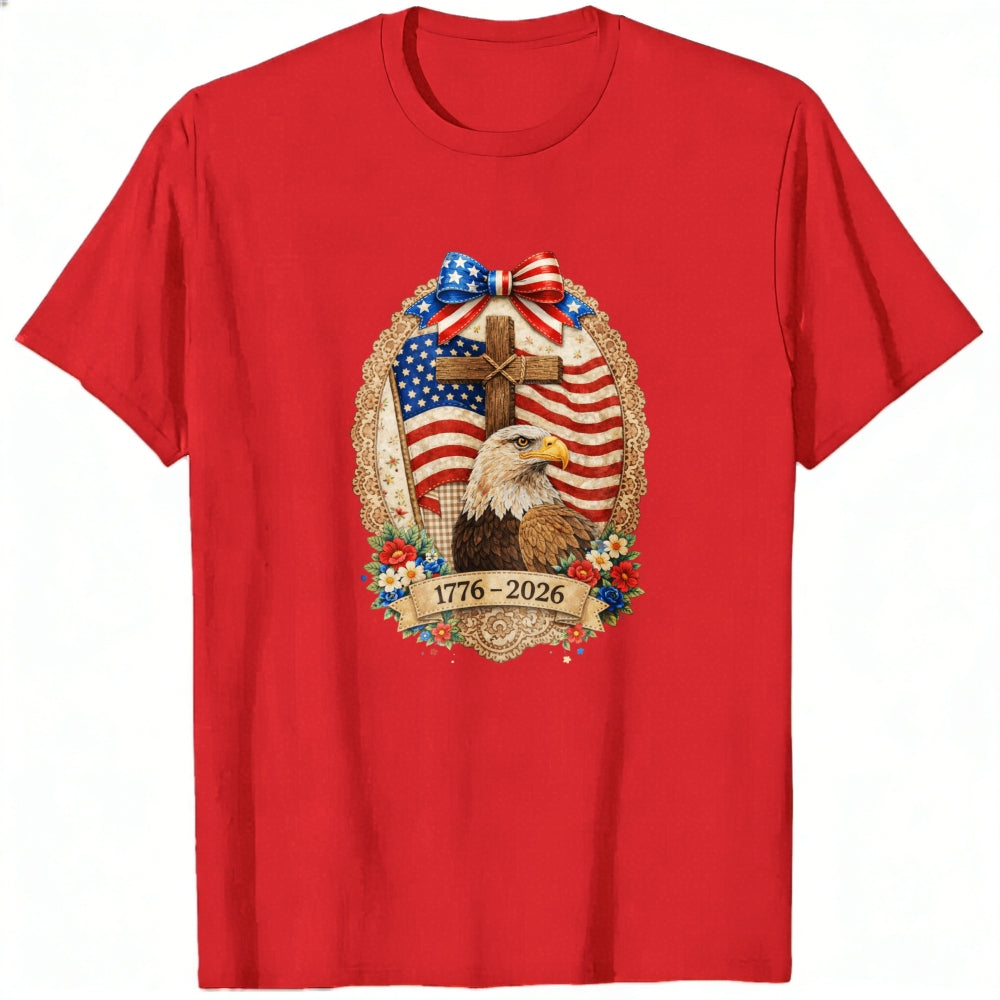Patriotic American Eagle And Cross Classic T-Shirt 1776 2026