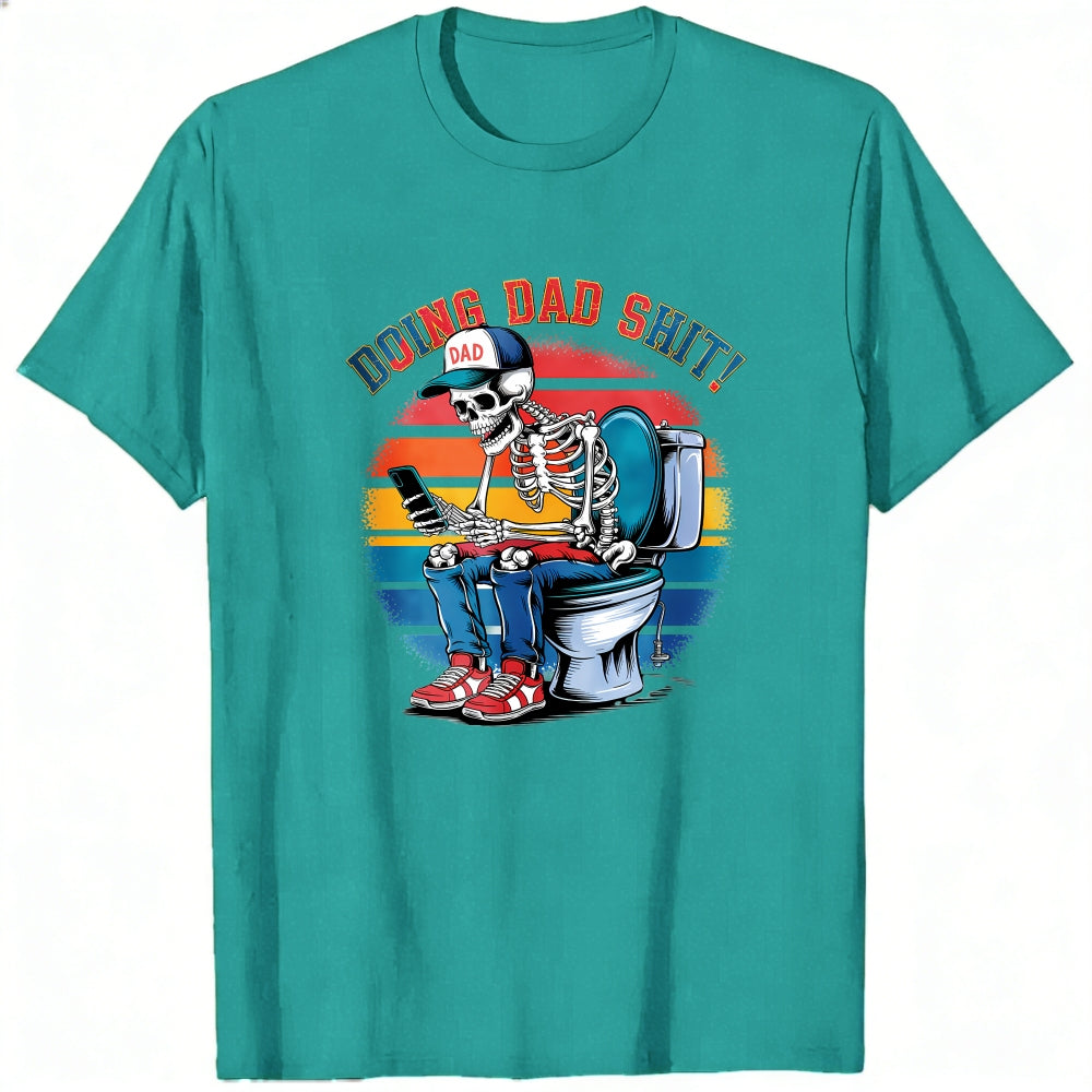 Funny Skeleton Dad On Toilet Classic T-Shirt Doing Dad Shit