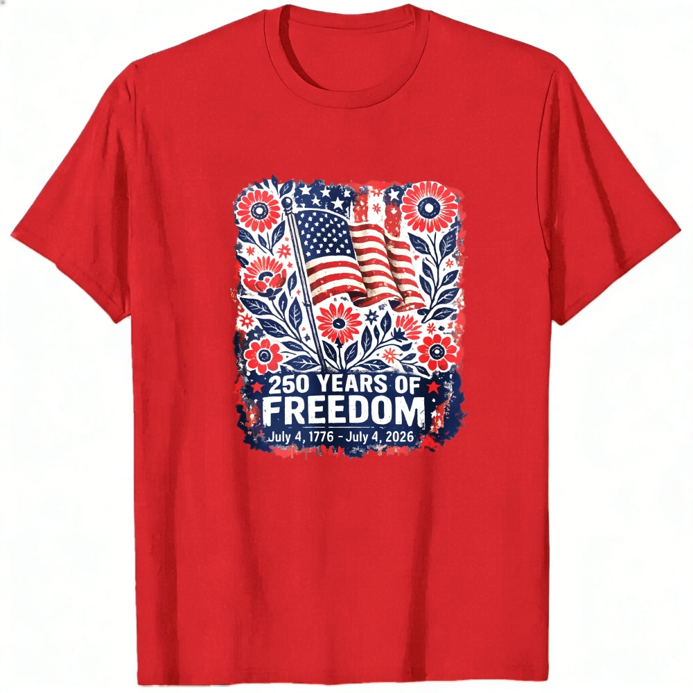 Patriotic Floral Design Classic T-Shirt 250 Years Of Freedom July 4 1776 July 4 2026