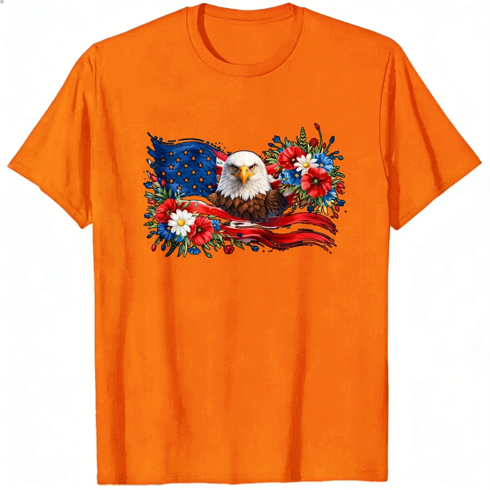 Patriotic Eagle And Flowers Classic T-Shirt