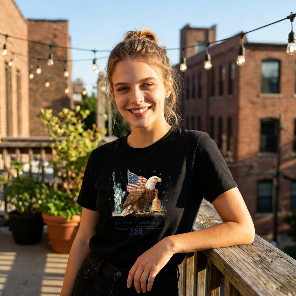 Patriotic American Eagle Statue And Liberty Classic T-Shirt United States 250 Anniversary
