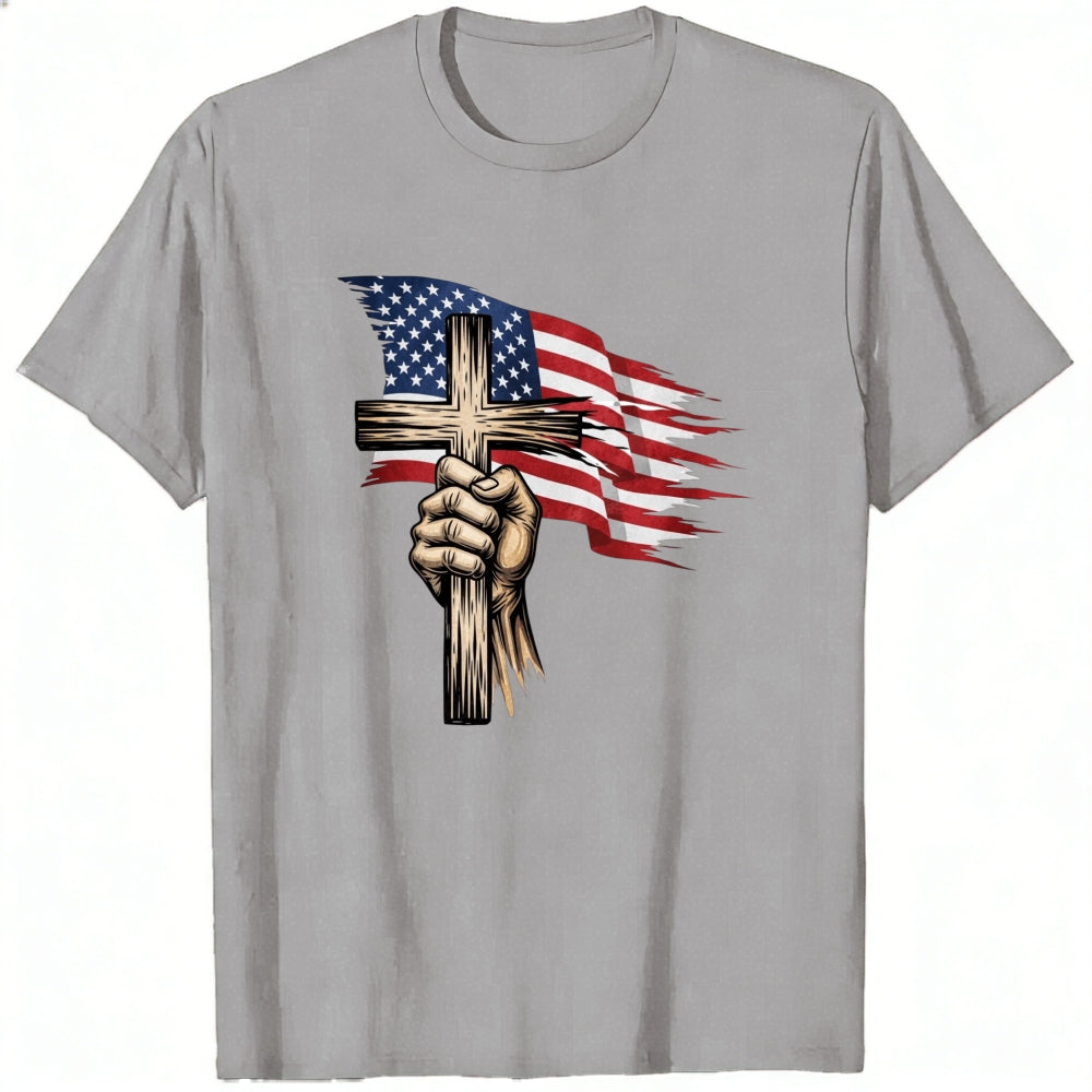 American Flag Cross Hand Classic T-Shirt
