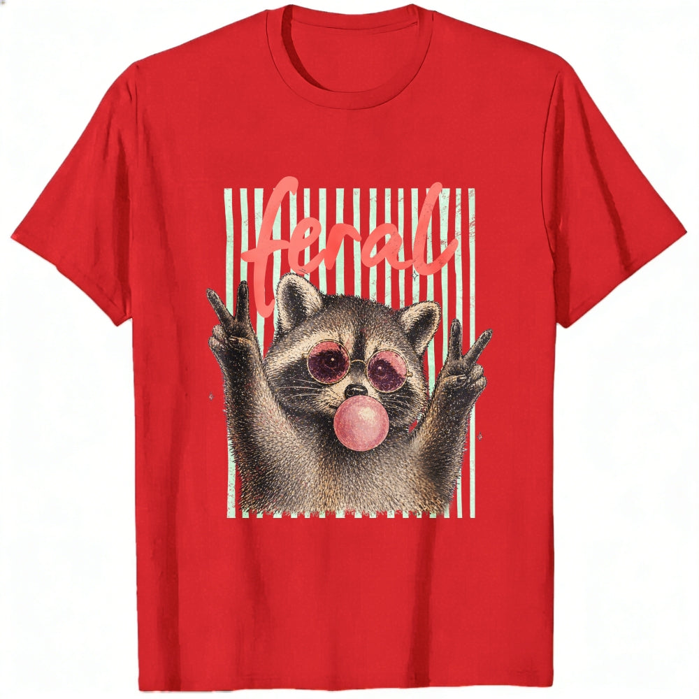 Funny Feral Raccoon Sunglasses Bubble Gum Classic T-Shirt