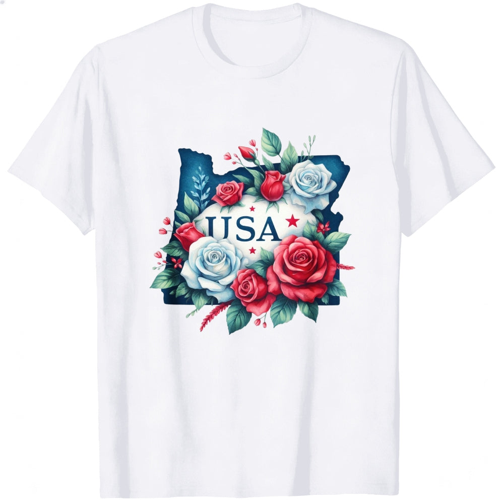 Floral Usa Map Classic T-Shirt