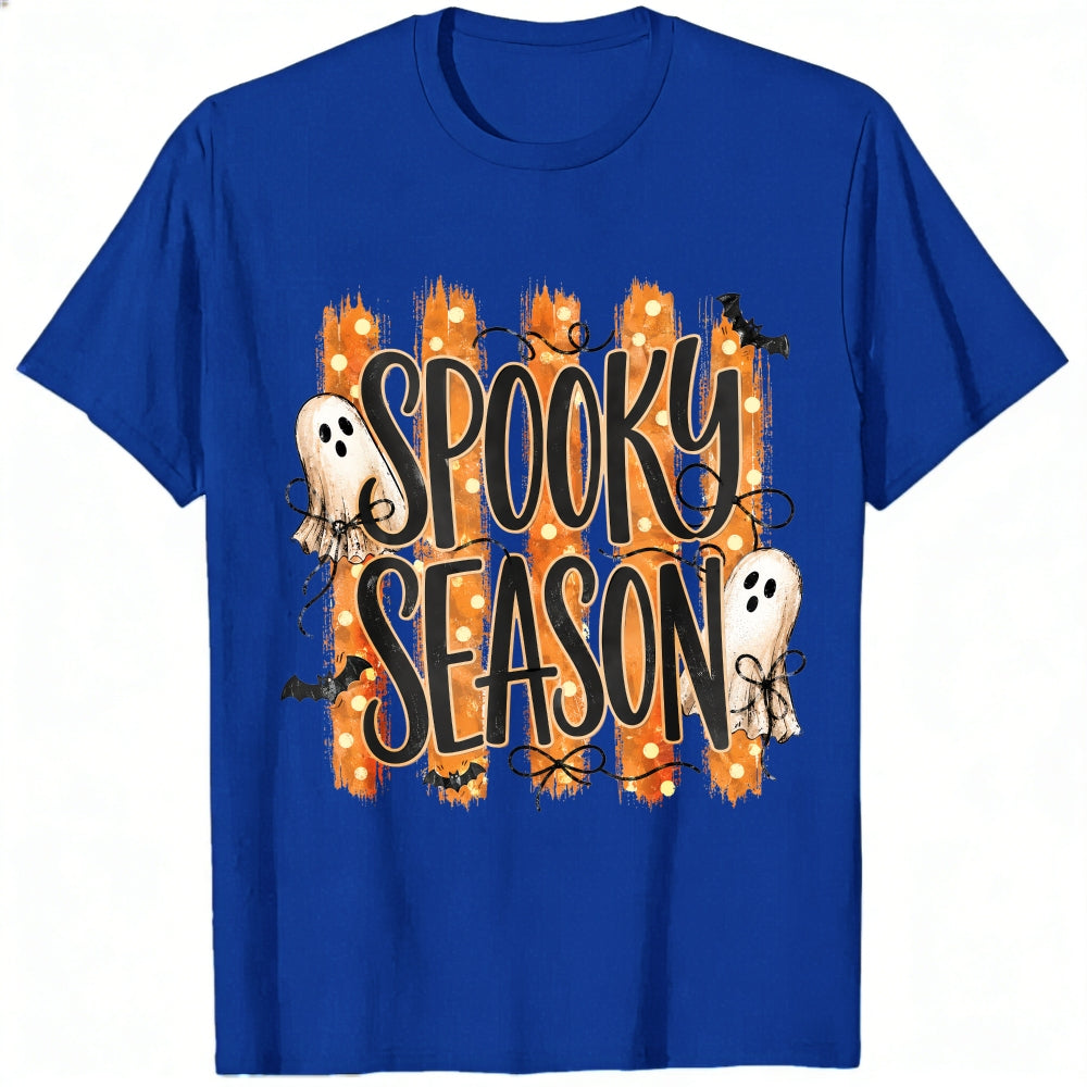 Halloween Spooky Season Ghosts Bats Orange Stripes Classic T-Shirt