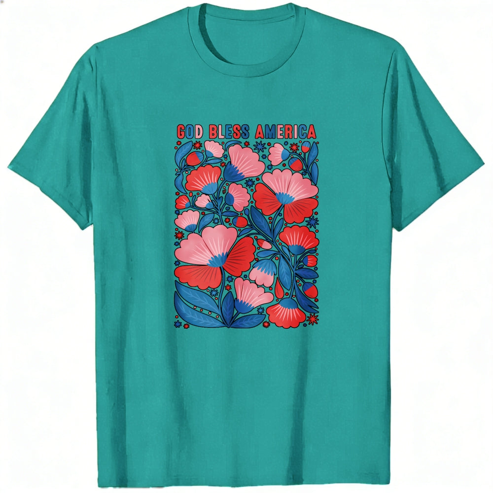Patriotic Floral Design Classic T-Shirt God Bless America