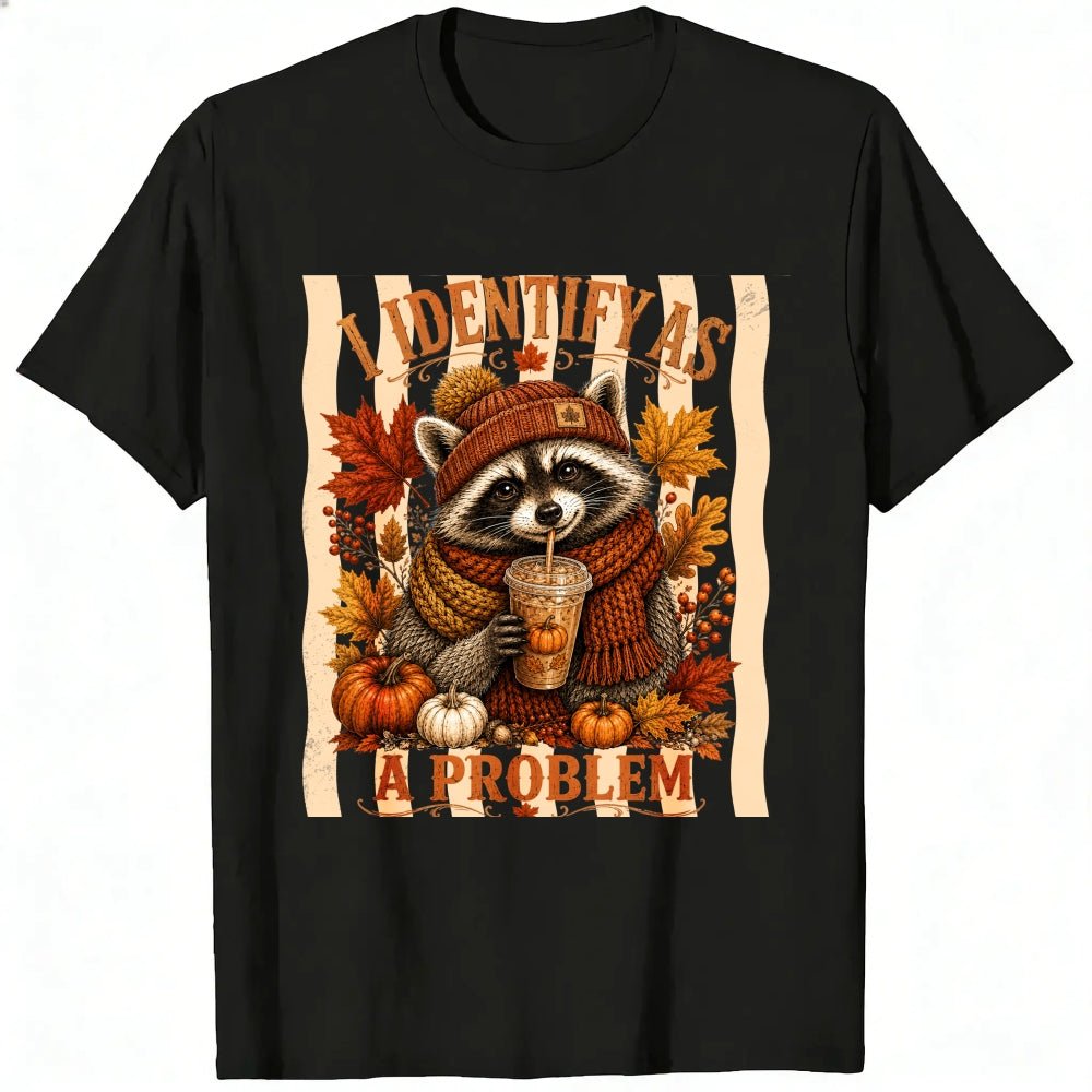 Funny Raccoon I Identify As A Problem Fall Autumn Classic T-Shirt
