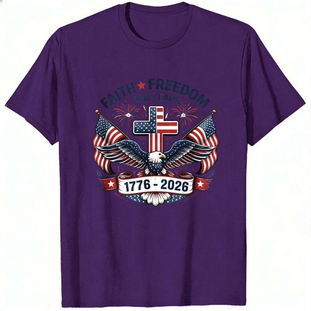 Patriotic Eagle And Flag Design Classic T-Shirt Faith Freedom 250 Years 1776 2026