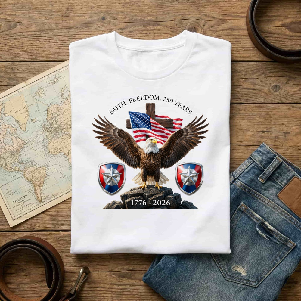 Patriotic Eagle American Flag Classic T-Shirt Faith Freedom 250 Years 1776 2026
