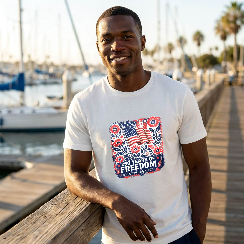 Patriotic Floral Design Classic T-Shirt 250 Years Of Freedom July 4 1776 July 4 2026