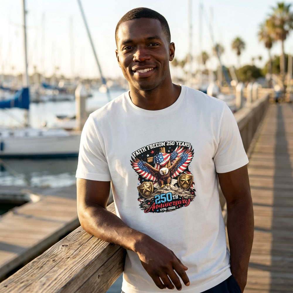 Patriotic Eagle American Flag Classic T-Shirt 250th Anniversary 1776 2026 Faith Freedom
