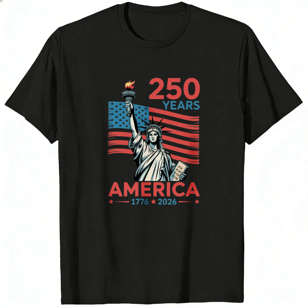 Patriotic Design Classic T-Shirt America 250 Years 1776 2026 Statue Of Liberty Flag