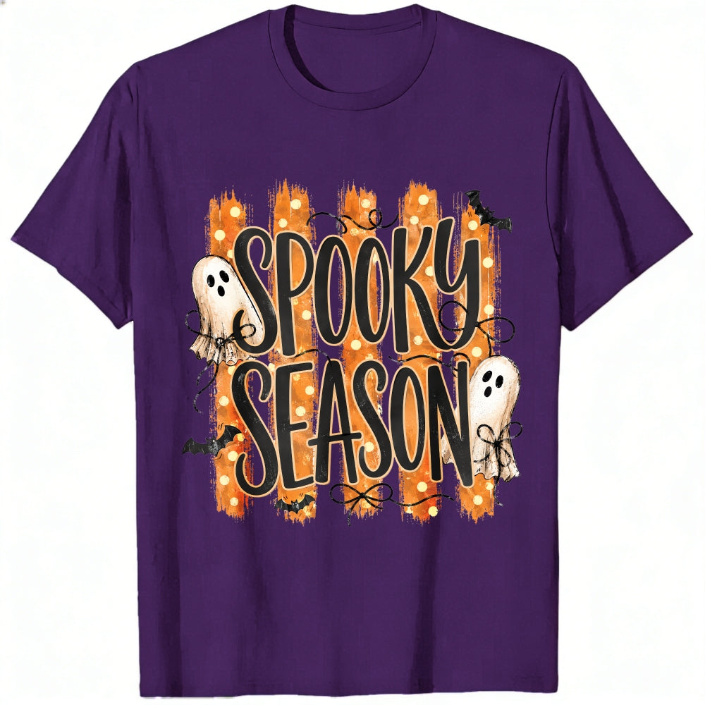 Halloween Spooky Season Ghosts Bats Orange Stripes Classic T-Shirt