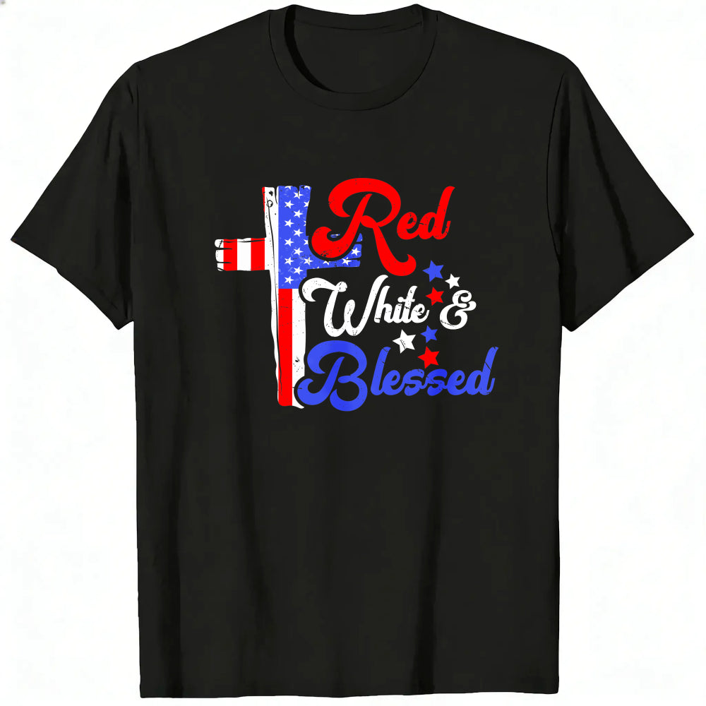 Patriotic American Flag Red White And Blessed Classic T-Shirt