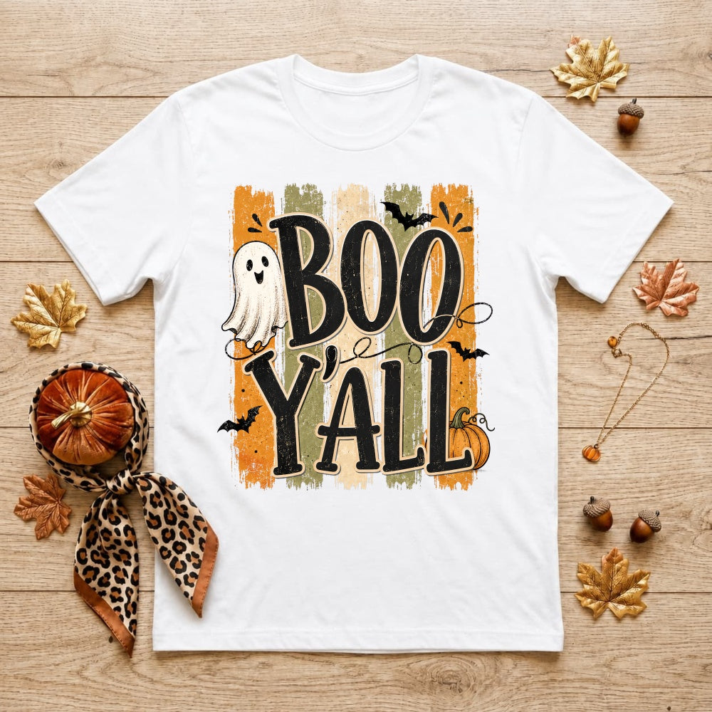 Vintage Halloween Boo Yall Ghost Pumpkin Bat Classic T-Shirt