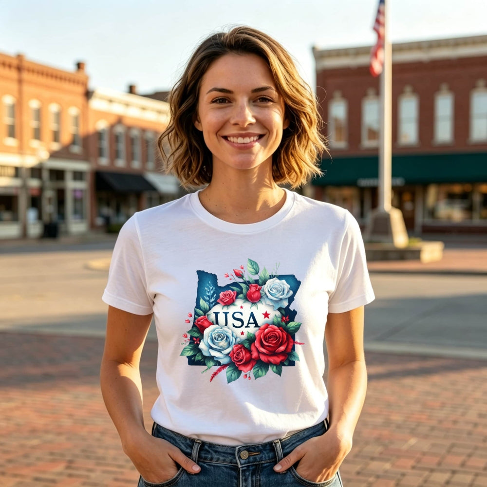 Floral Usa Map Classic T-Shirt