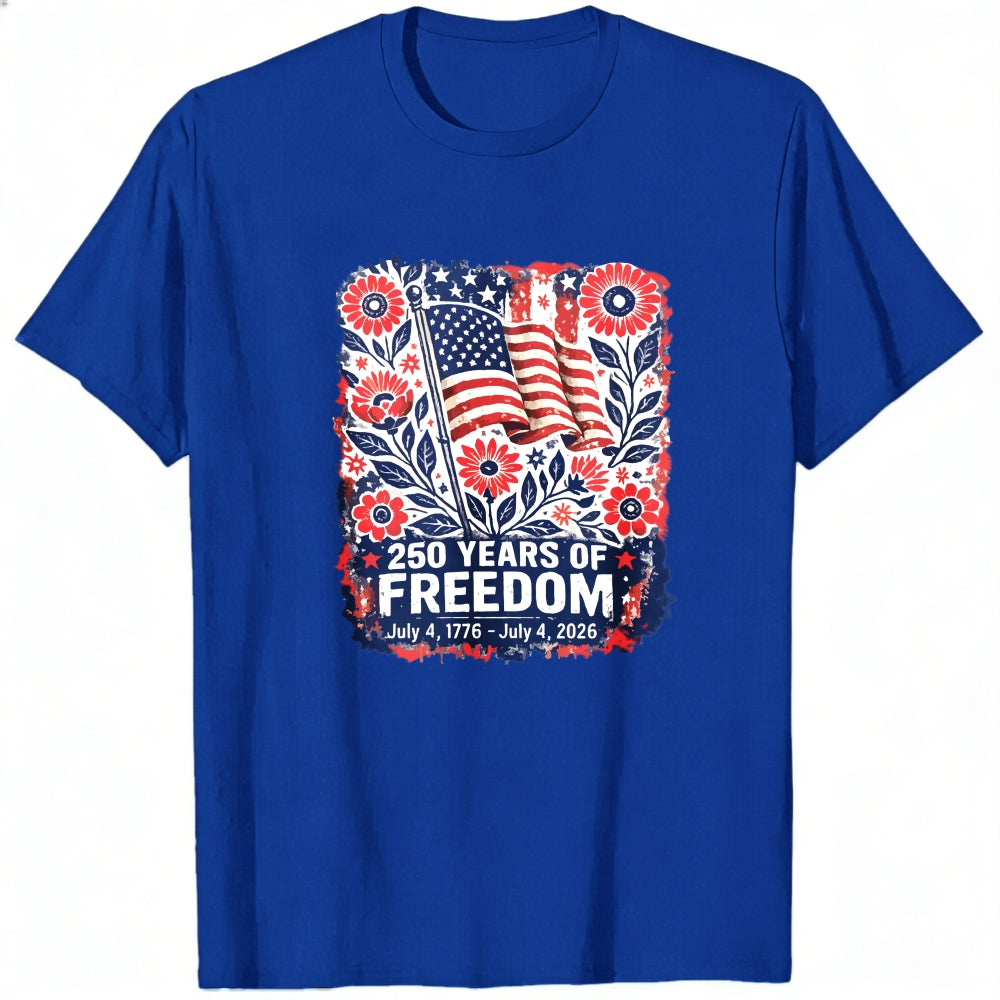 Patriotic Floral Design Classic T-Shirt 250 Years Of Freedom July 4 1776 July 4 2026