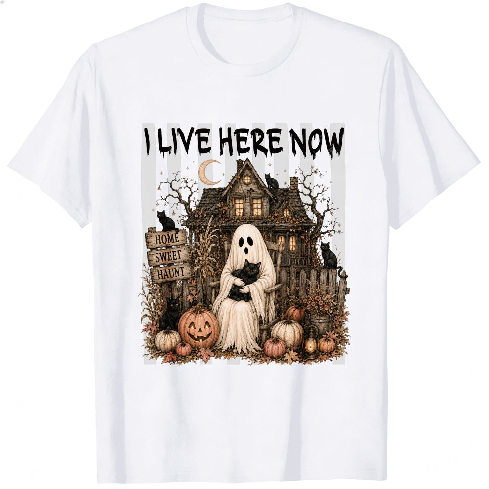 Halloween Ghost Haunted House Home Sweet Haunt Classic T-Shirt I Live Here Now