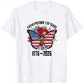 Patriotic Butterfly American Flag Classic T-Shirt Faith Freedom 250 Years 1776 2026