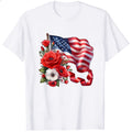 Patriotic American Flag And Flowers Classic T-Shirt