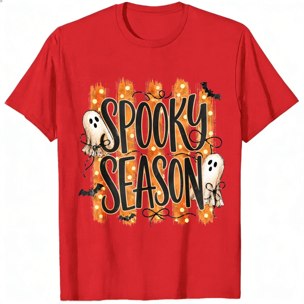 Halloween Spooky Season Ghosts Bats Orange Stripes Classic T-Shirt
