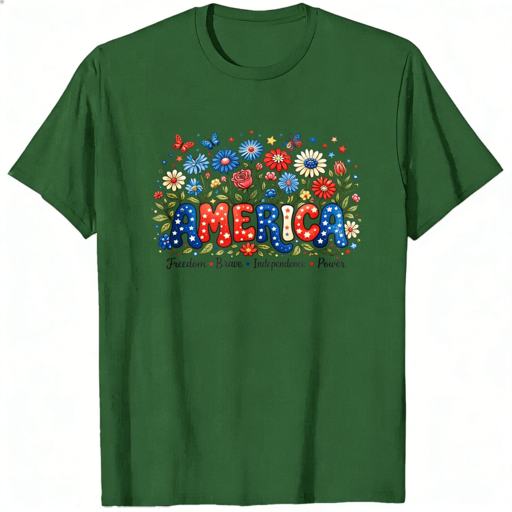 Patriotic Floral America Classic T-Shirt