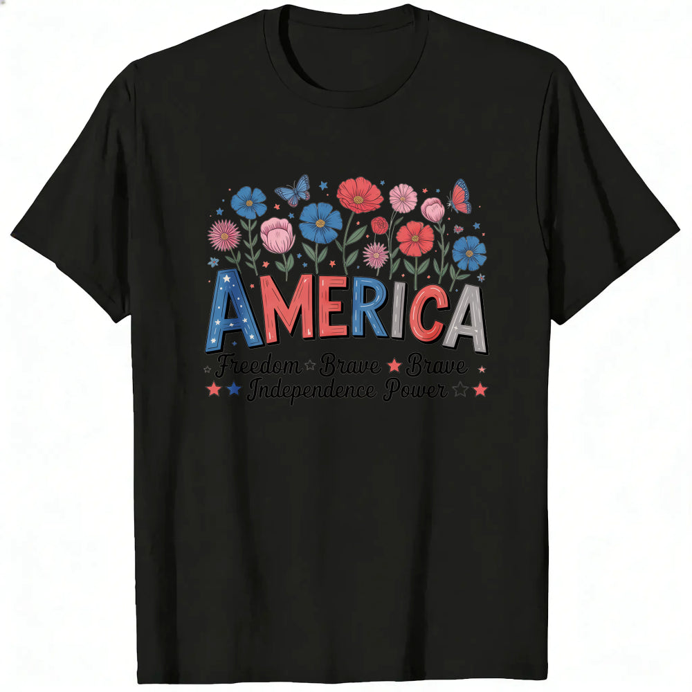Patriotic Floral America Classic T-Shirt