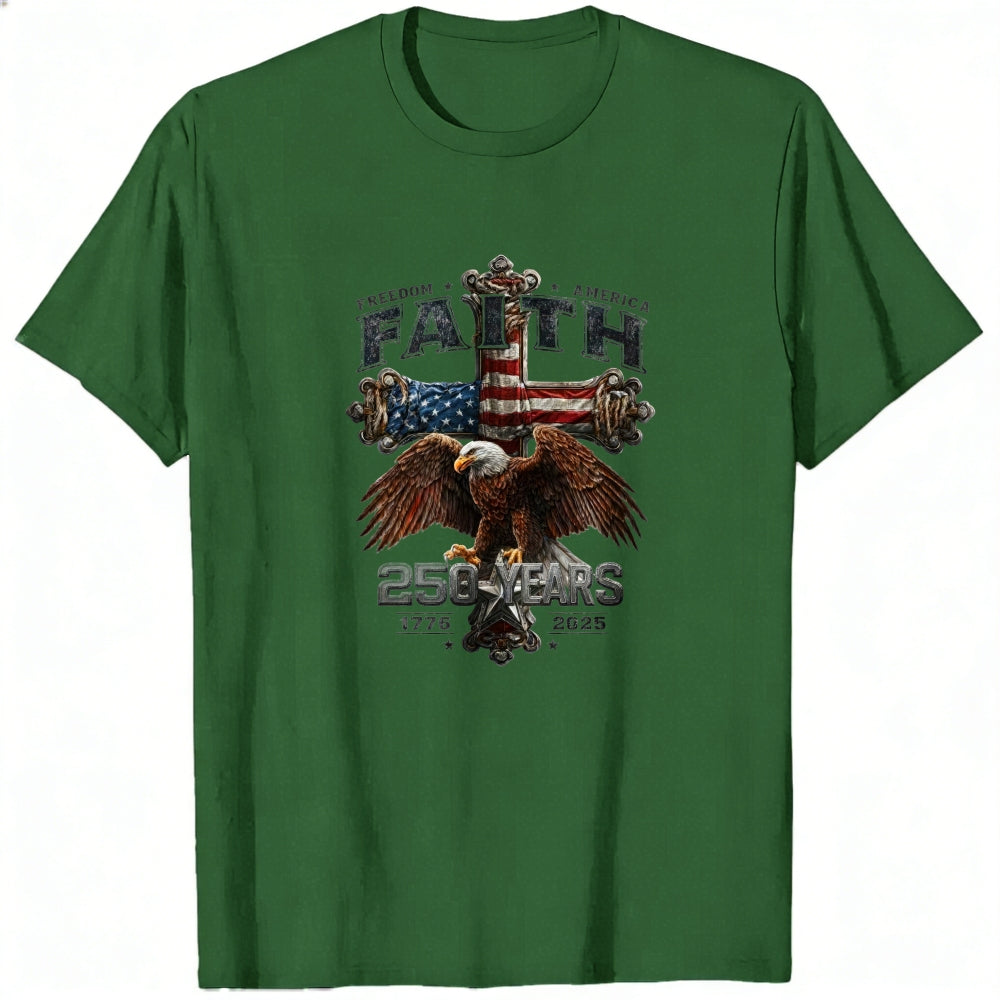 Patriotic Eagle And American Flag Classic T-Shirt Faith Freedom America 250 Years 1776 2025
