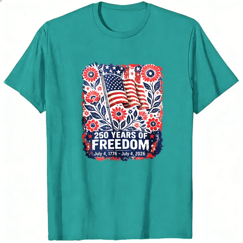 Patriotic Floral Design Classic T-Shirt 250 Years Of Freedom July 4 1776 July 4 2026
