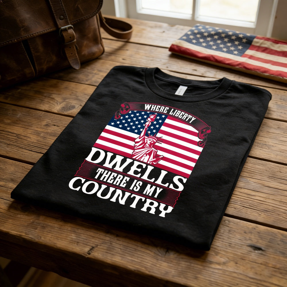 Patriotic American Flag Statue Of Liberty Classic T-Shirt Where Liberty Dwells There Is My Country