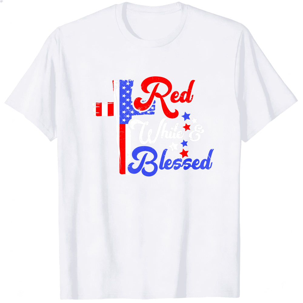 Patriotic American Flag Red White And Blessed Classic T-Shirt