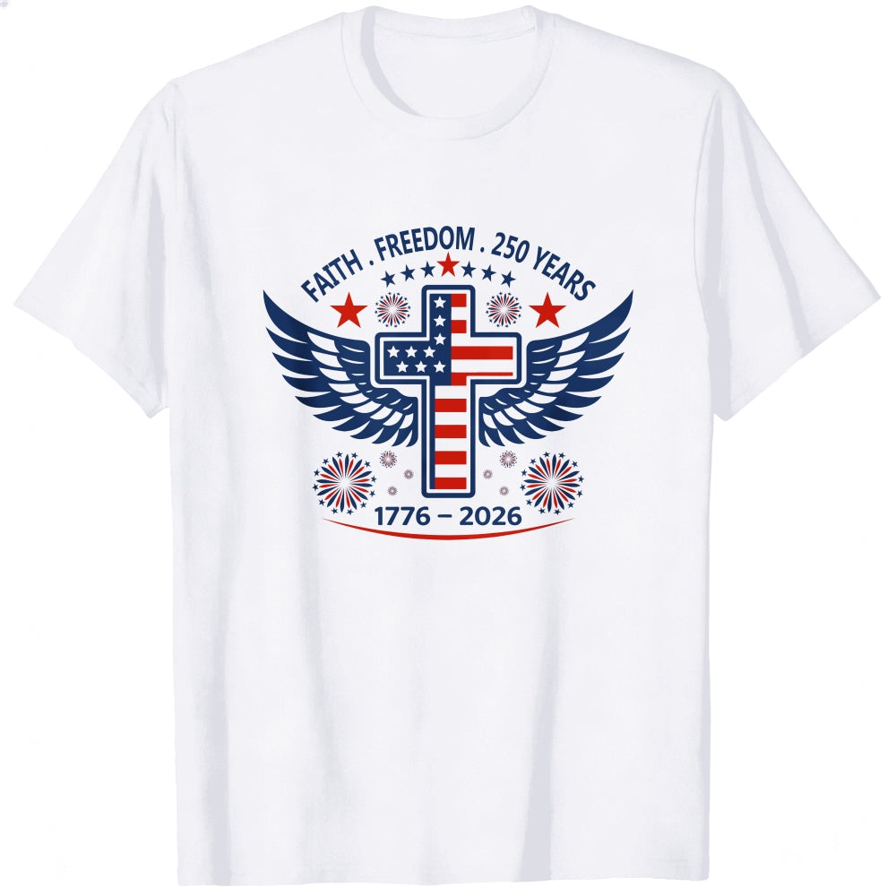 Patriotic Cross Wings Faith Freedom 250 Years Classic T-Shirt