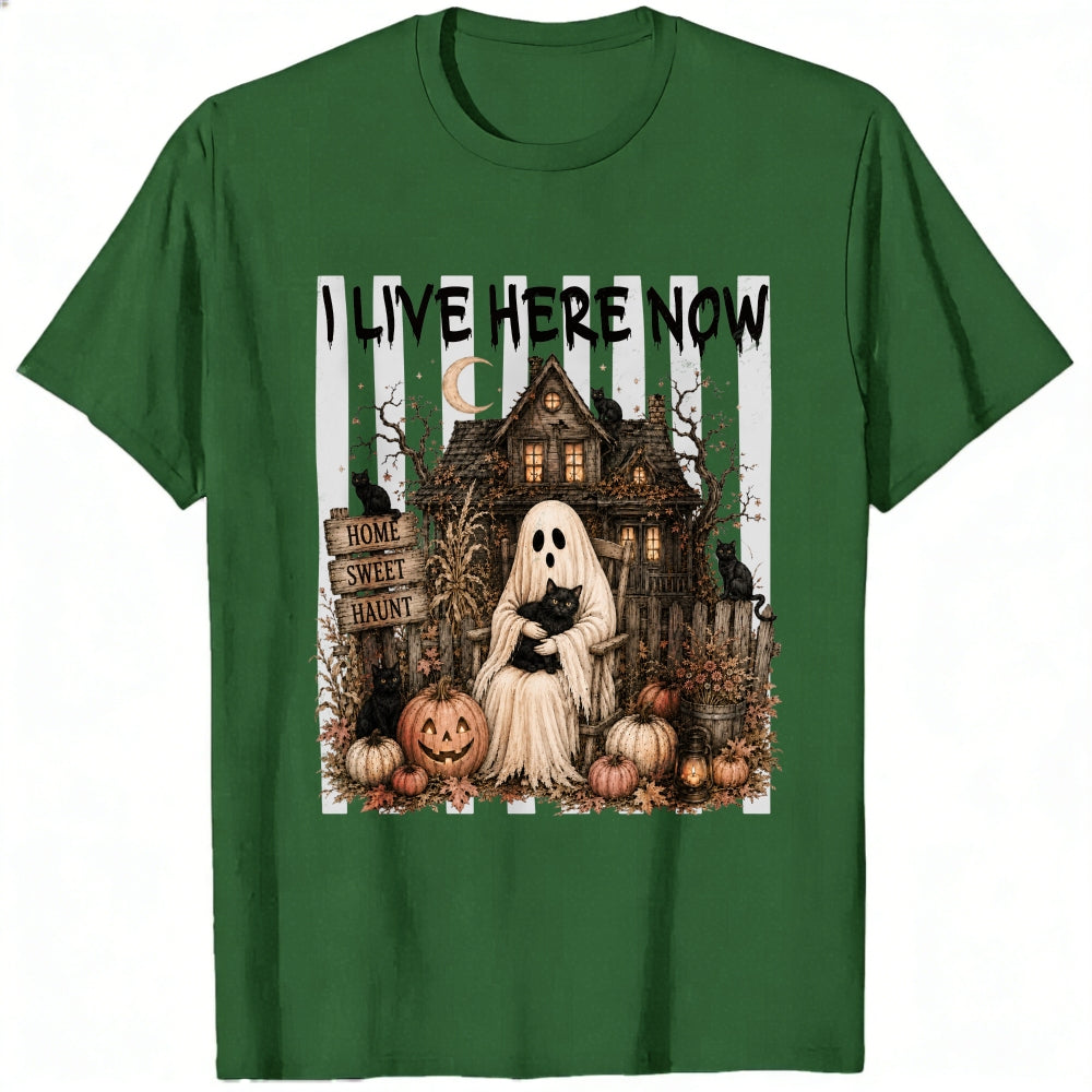 Halloween Ghost Haunted House Home Sweet Haunt Classic T-Shirt I Live Here Now