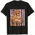 Cute Cowboy Llama Halloween Pumpkin Wagon Classic T-Shirt