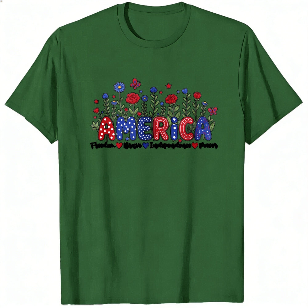 Patriotic Floral America Classic T-Shirt