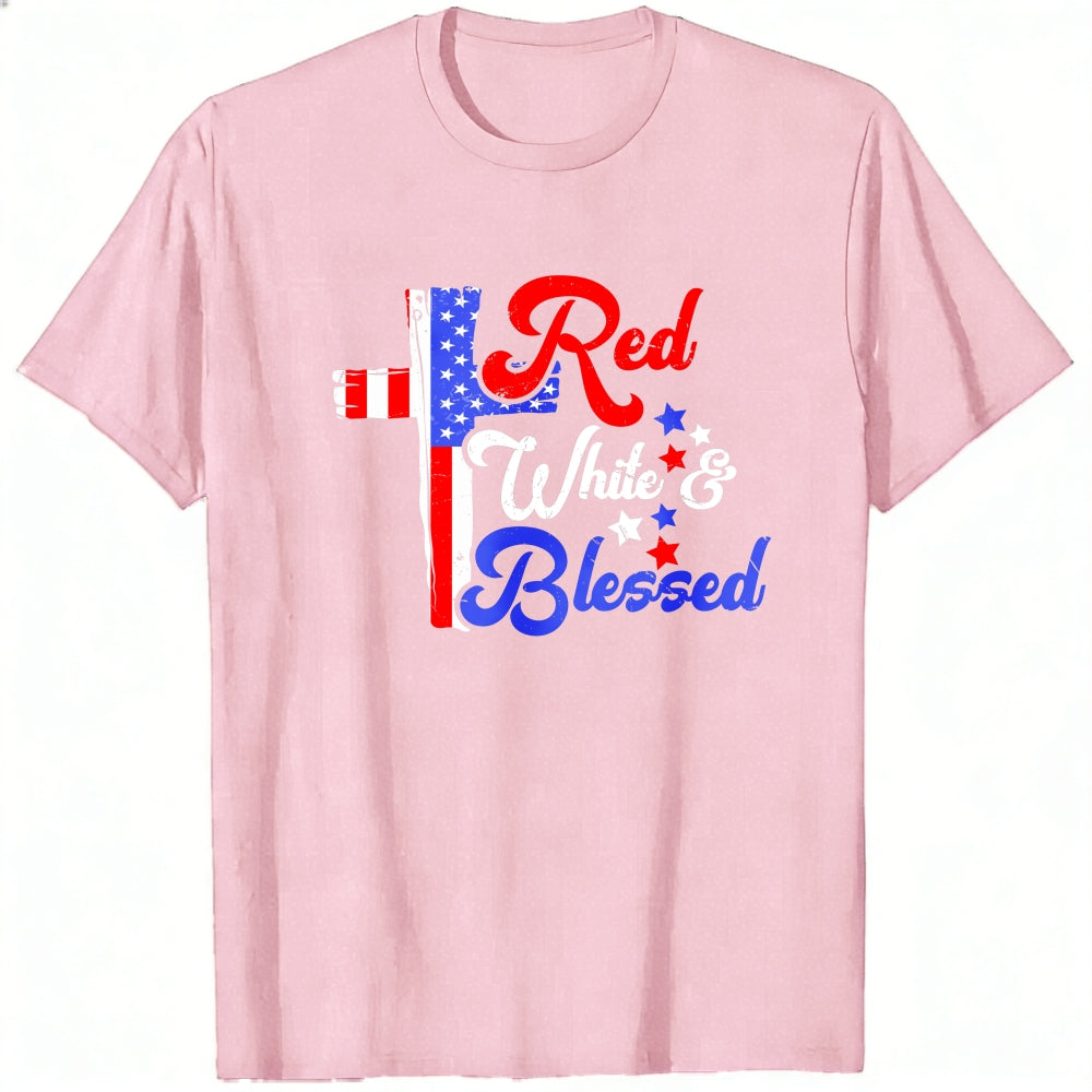 Patriotic American Flag Red White And Blessed Classic T-Shirt