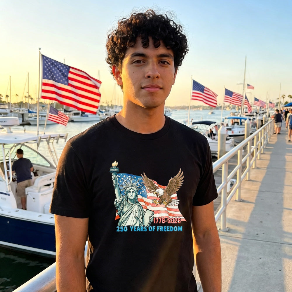 Patriotic American Flag Statue Of Liberty Eagle Classic T-Shirt 250 Years Of Freedom 1776 2026