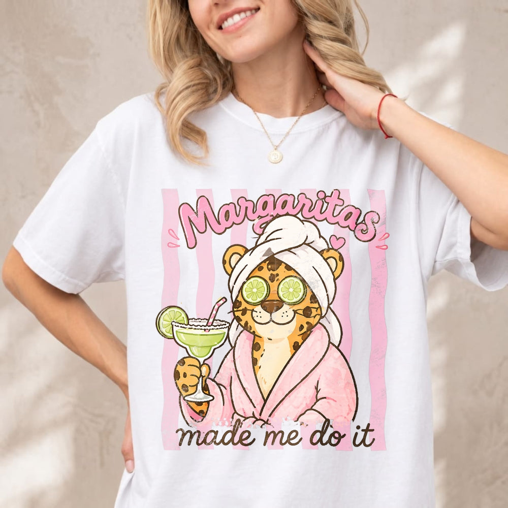 Funny Leopard In Robe With Margarita Classic T-Shirt