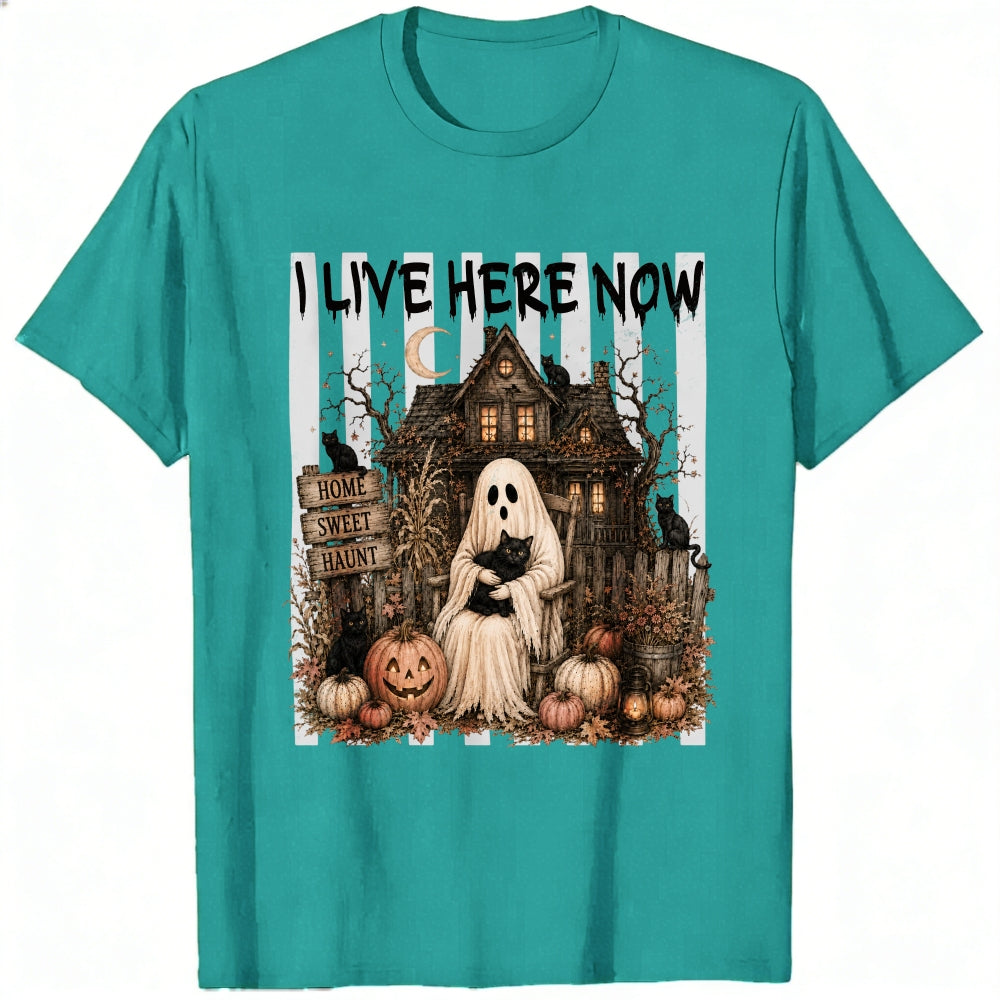 Halloween Ghost Haunted House Home Sweet Haunt Classic T-Shirt I Live Here Now