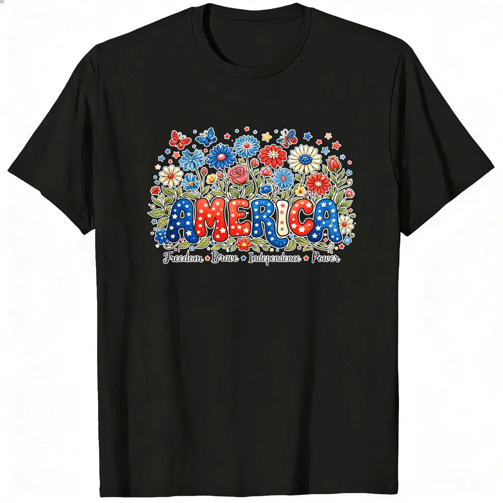 Patriotic Floral America Classic T-Shirt