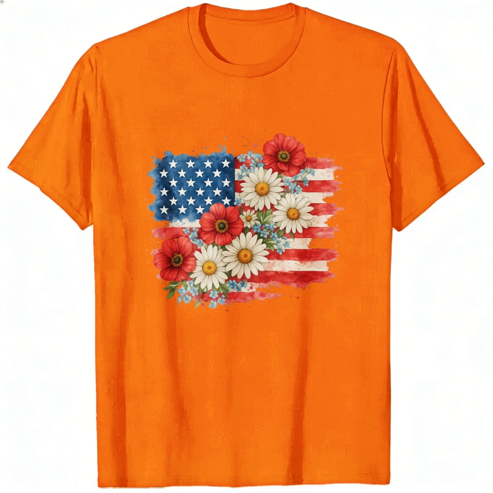 American Flag Floral Design Classic T-Shirt